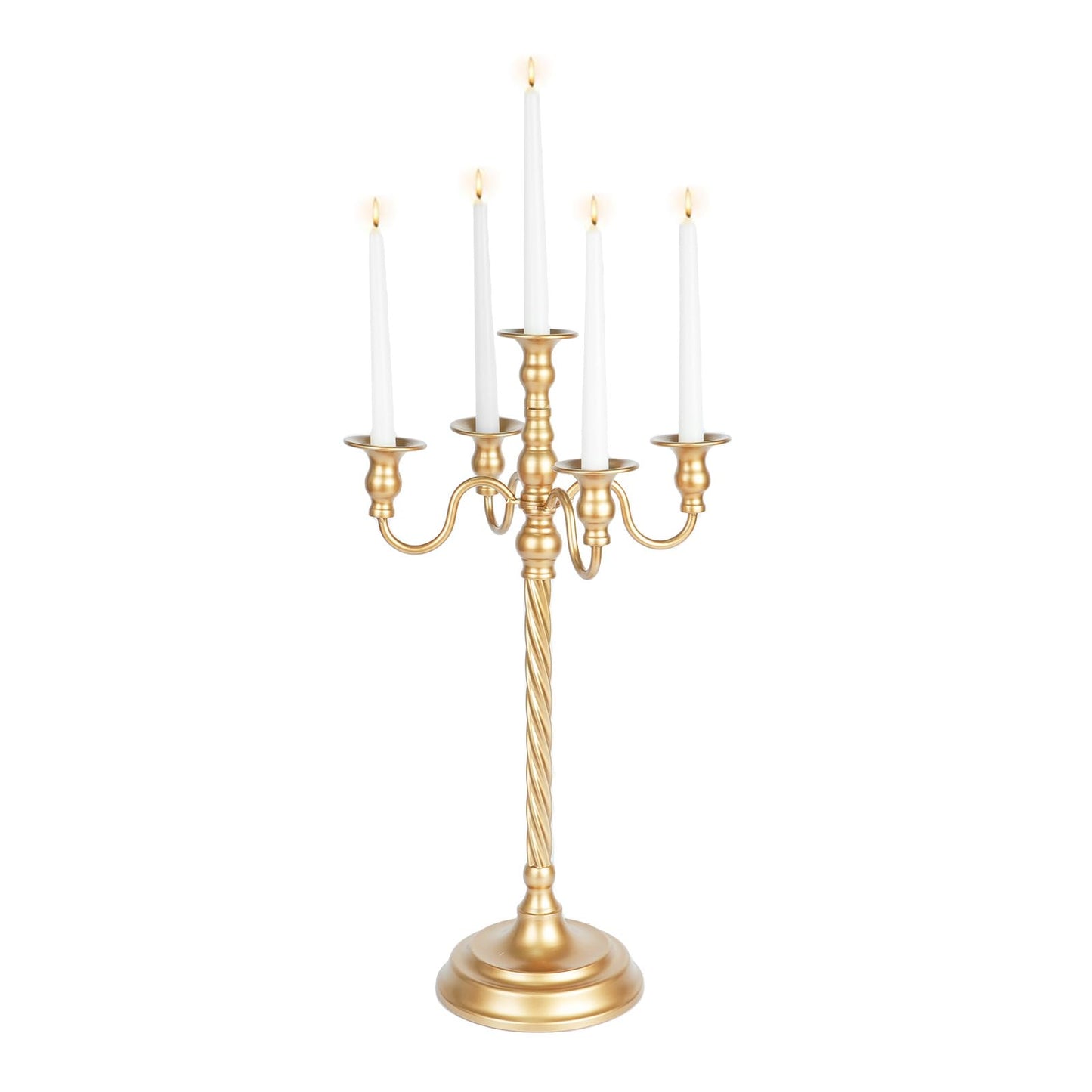 Inweder Tall Floor Candelabra Vintage: Gold 5 Arm Candelabras 22.4" Metal Spiral Opera Candelabra Candle Holder Antique Centerpieces for Christmas Wedding Dinner Party Aisle Reception Set of 1