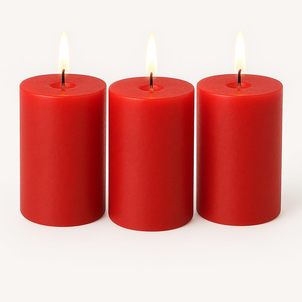 Pillar Candles 3 Pack (Red, Pillar 3x4)