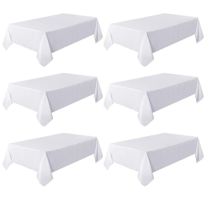 sancua 6 Pack White Tablecloth 60 x 120 Inch, Rectangle Table Cloth for 8 Feet Tables - Stain and Wrinkle Resistant Washable Polyester Table Cover for Dining Tables, Buffet Parties and Camping