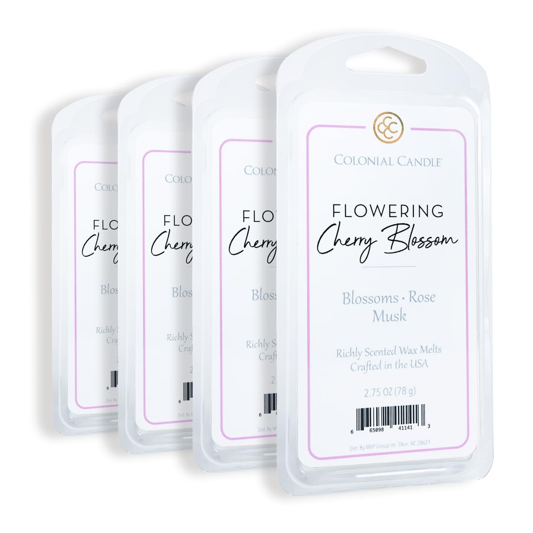 Colonial Candle Flowering Cherry Blossom Scented Wax Melts, Wax Melt Warmer Cubes, Long Lasting Scented Wax Warmer Cubes, 4 Pack, 6 Cubes Each - Made in The USA