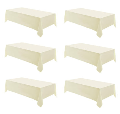 Aocoz Rectangle Tablecloths 90x132 Inch 6 Pack Ivory Tablecloth for 6ft Washable Decorative Linen Polyester Table Cloths for 8ft Dining Table Banquets Buffet Parties and Wedding