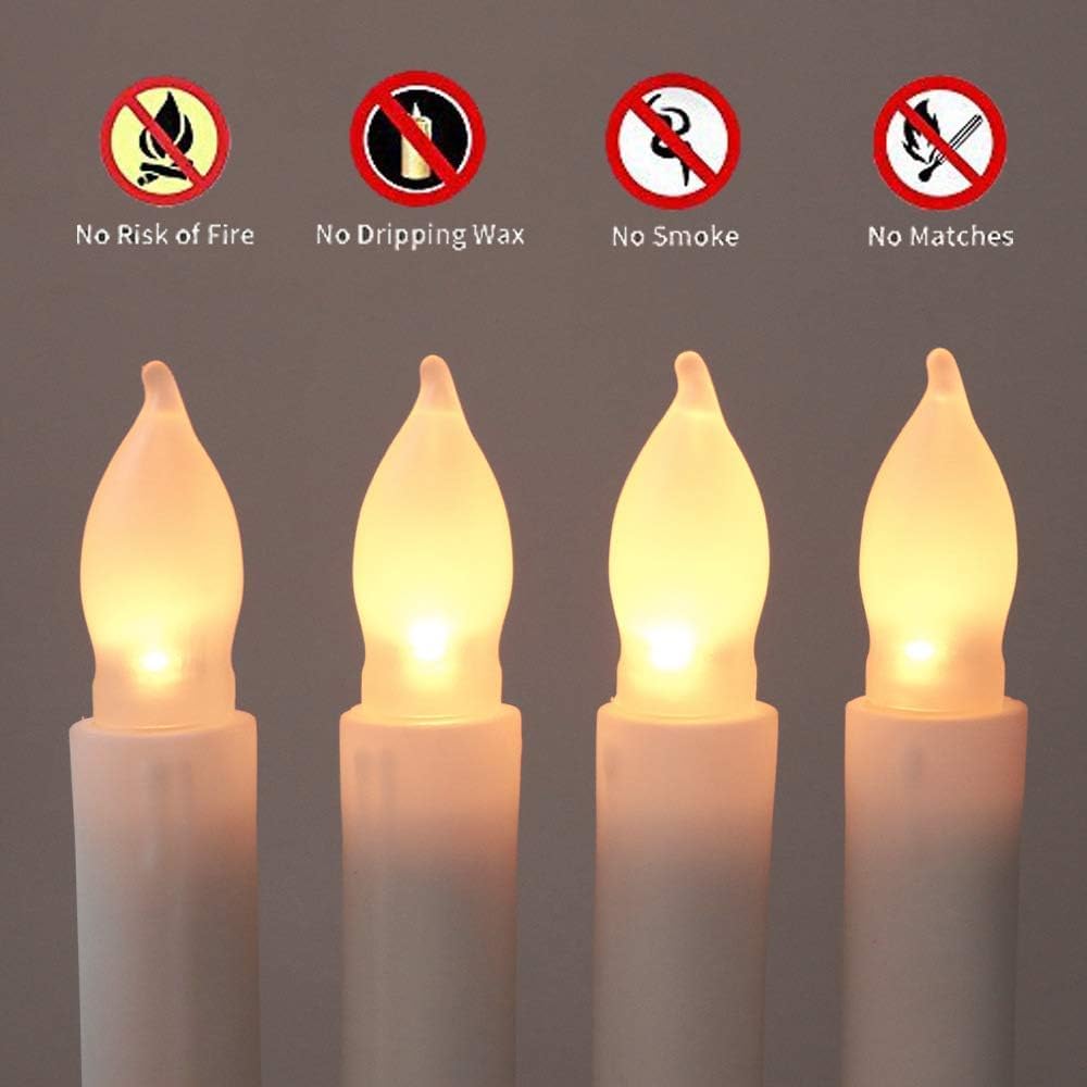 60 Pcs Flameless LED Taper Candles, Battery Operated Flickering Candles with Warm White Light, Safe Fake Electric Candlesticks for Wedding Centerpieces, Church, Halloween, Christmas Home Decor