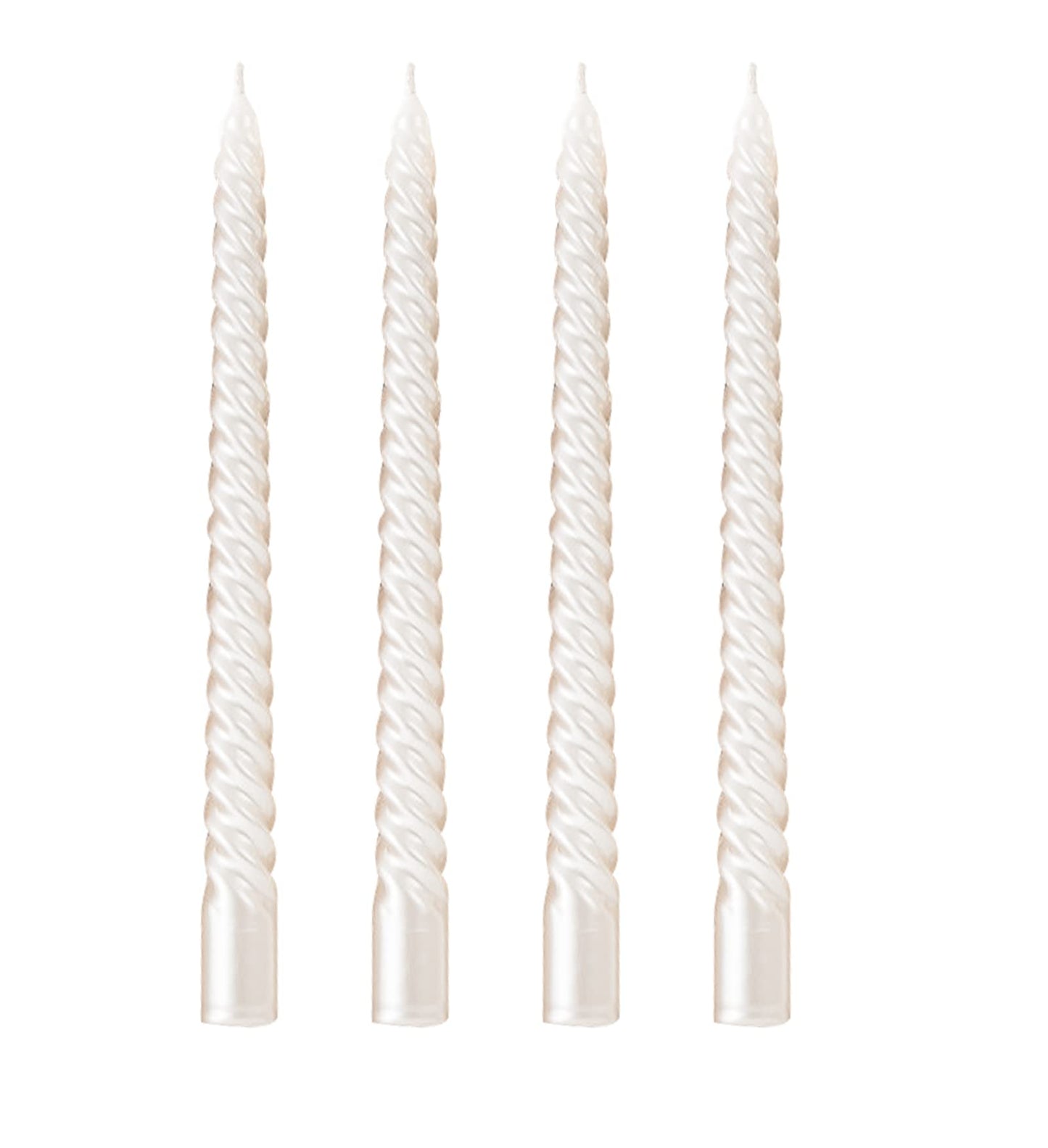 Taper Candles, 10 Inch - Set of 4 Metal Style Tapered Candles, Spiral Taper Candle, Long Candlesticks for Home Dinner, Party, Wedding, Halloween (4, White, 10 Inch)