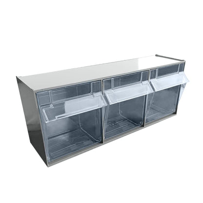 2-Pack Plastic Storage Cabinet with 9 Tilt Out Bins, Horizontal Organizer System for Home, Office & Garage, 23.6" x 3" x 2.7", Gray