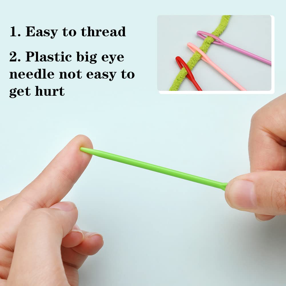 LUNARM 50PCS Plastic Needles for Yarn, 9cm/3.54inch Large Eye Plastic Yarn Sewing Needles for Canvas Craft Embroidery, DIY Sewing Handmade
