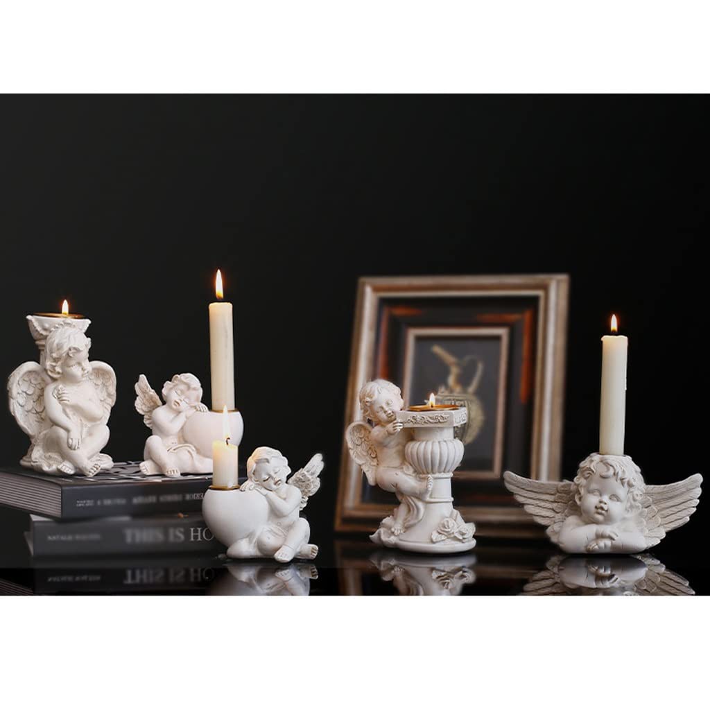 Candlestick Holders Retro Little Angel Candle Holder Made of Old Resin Candle Holder Decoration Garden Courtyard Wedding Set Shooting Props Candle Holders (Size : A)