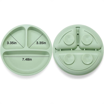 PandaEar Silicone Baby Feeding Set - 6-12 Months | LED Weaning Supplies - Bib + Plate with Suction + Cup + Bowls and Spoon