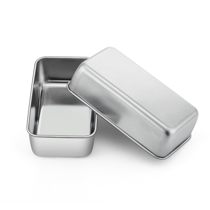 P&P CHEF Loaf Pan Set, 9 x 5 Inch Bread Pans, Stainless Steel Loaf Toast Baking Pans For Bread Meatloaf Lasagna Cake, Healthy & Non Toxic, Oven Safe& Easy Clean, (Silver, 2Pcs)