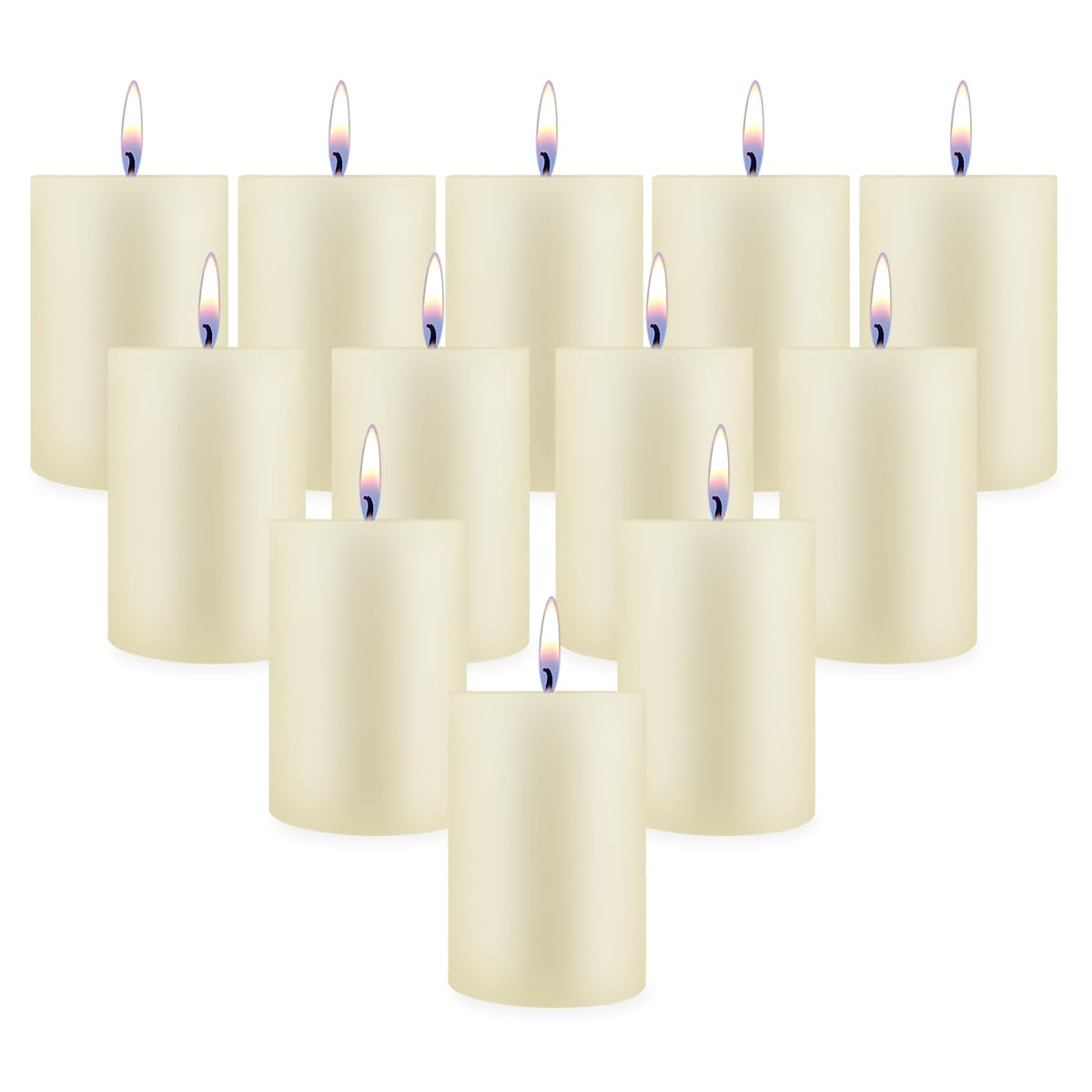 2"x3" Ivory Pillar Candles, Hand-Poured Candles Set of 12, Emergency Candles, Dripless Pillar Candles for Weddings, Parties, Halloween, Church, Home Décor