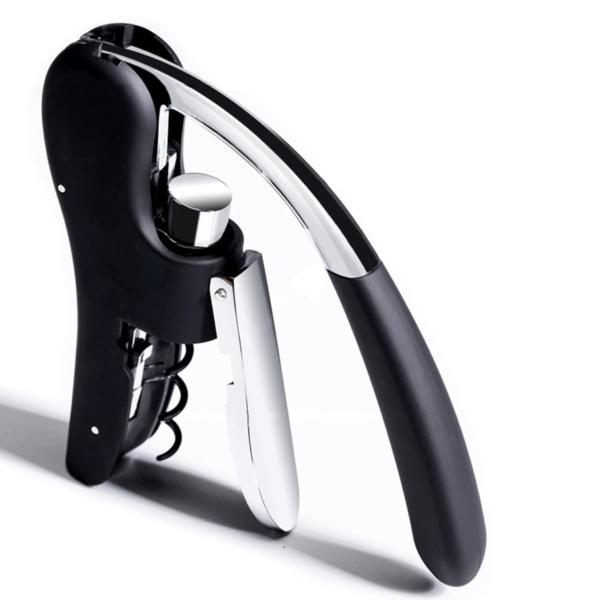 KEISSCO Wine Bottle Opener Manual Vertical Lever Corkscrew with Foil Cutter and Extra Spiral