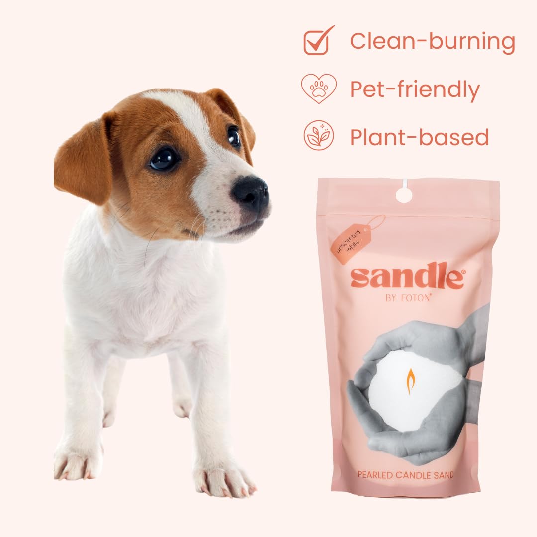 Foton Sandle Pearled Candle 10 Oz – Clean Laundry, Non Toxic Luxury Long Lasting Sand Candles up to 120 Hours - Refillable Candle Sand with 15 Wicks for Candles Making