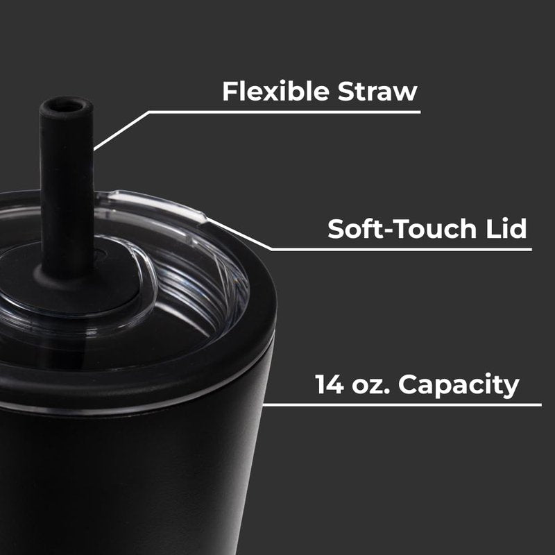 HydroJug Everyday Tumbler 14 oz – Ceramic-Lined Insulated Tumbler with Straw and Soft-Touch Lid, Cup Holder Friendly, Double-Wall Vacuum Insulation, Reusable Travel Cup – Cascade