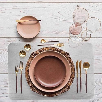 YoleShy 6 Pcs Plastic Placemats, Heat Resistant Washable Table Mats for Dining, Kitchen (17'' x 11''), Clear