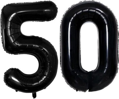 GOER Jumbo 42 Inch Black Foil Balloons - 50th Birthday Party Decorations & Anniversary Celebrations