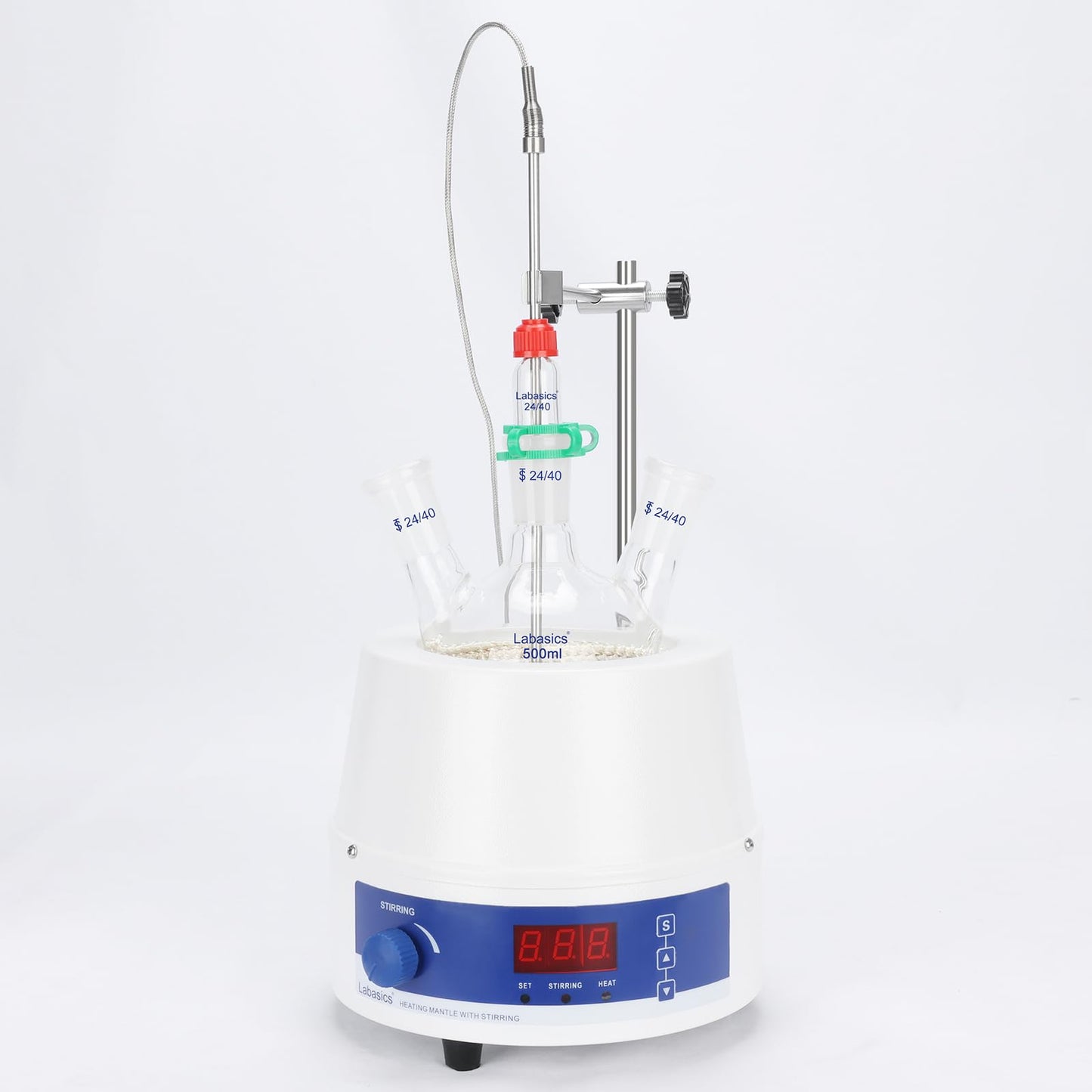 Labasics Electric Stirring Heating Mantle, Adjustable Temperature and Speed, with Digital Display, for Laboratory Solution Mixing, Refluxing, Distillation, 110 V 250 W, 500 ml
