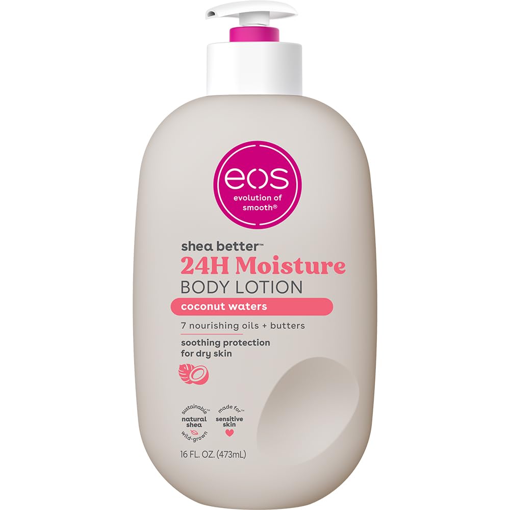 eos Shea Better Body Lotion- Coconut Waters, 24-Hour Moisture Skin Care, Lightweight & Non-Greasy, Made with Natural Shea, Vegan, 16 fl oz
