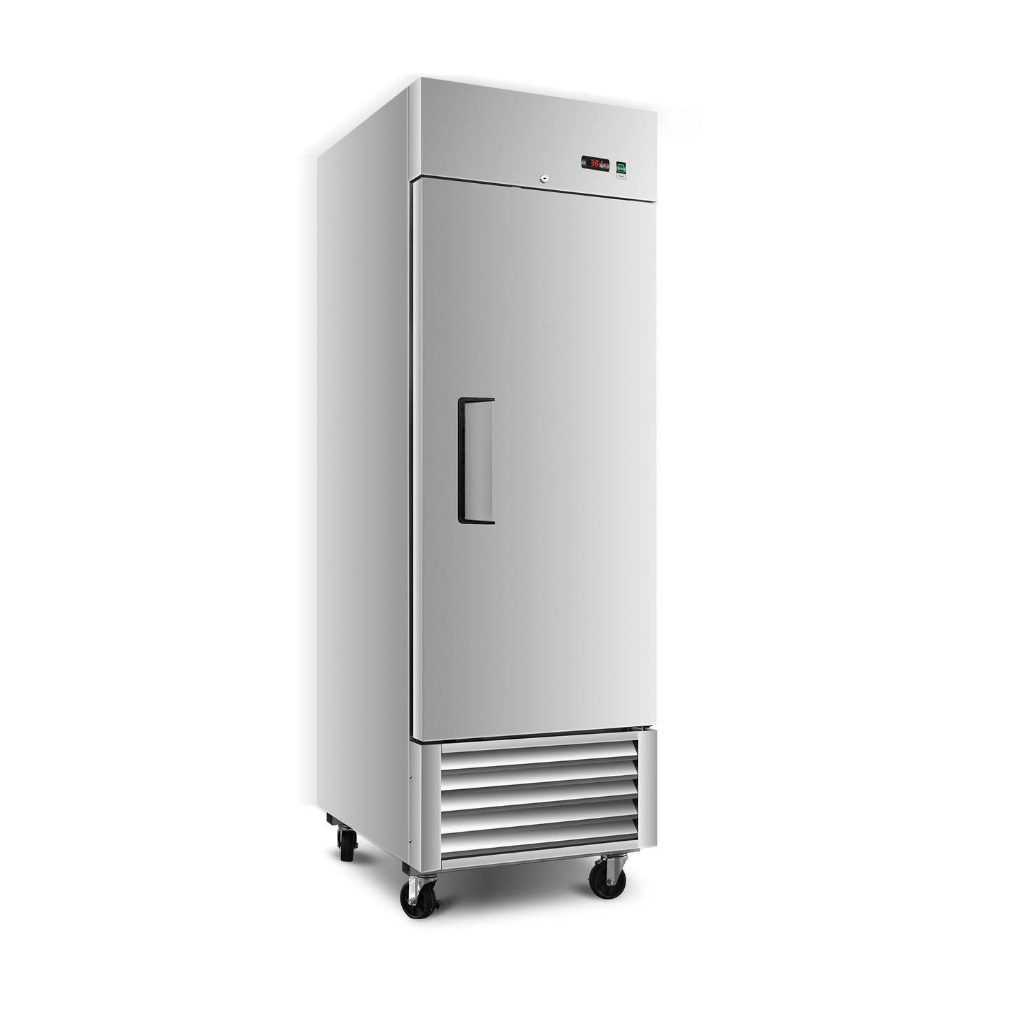 27"W Commercial Freezer,23 Cu.ft Refrigerator with 1 Solid Door Reach-In Freezers Stainless Steel,ETL Approved Upright Freeze Storage w/4 Casters,3 Adjustable Shelves,LED Light,for Restaurant,Silver