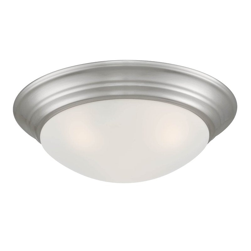 DESIGNERS FOUNTAIN 2-Lights Flush Mount Ceiling Lights, 14 Inch Tap Etched Glass Lighting Fixture for Kitchen, Bedroom, Bathroom, and Hallway, Brushed Nickel, 1360M-BN