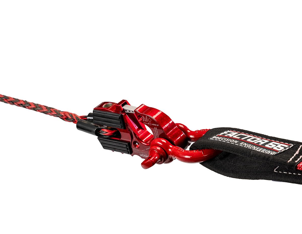 Factor 55 00250-01 Ultrahook Winch Hook Closed System Shackle Max Load 16,000 lbs ULT Strength Shackle Pin Mount 48,000 lbs Offroad 4x4 Adventure – Red.