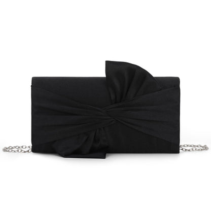 Fecialy Satin Clutch Purses for Women Bow Flap Evening Bag Formal Elegant Handbags for Bridal Wedding Party
