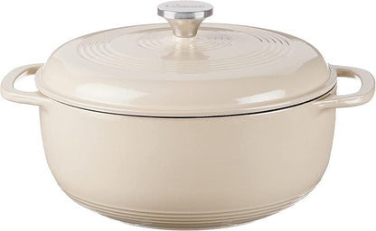 Lodge Essential Enamel Cast Iron Dutch Oven with Lid - Oven-Safe Enamel Cookware up to 500° F - Heat-Retaining Braising & Roasting Pot - Non-Toxic Cookware - 7.5 Quart, Sandalwood