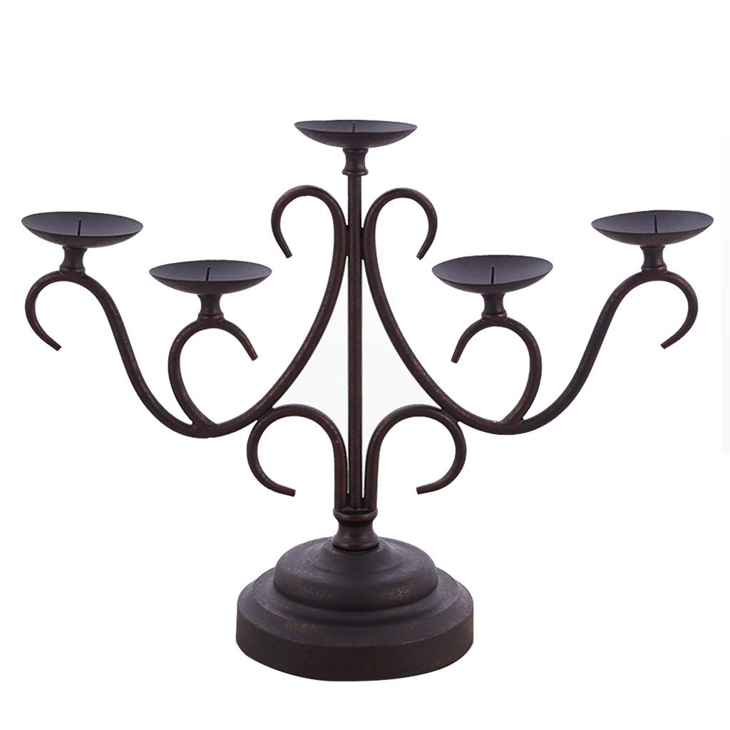 XILIN-1987 Candle Holderss Retro to Do The Old Wrought Iron Candle Holders Decorated Living Room Desktop Decoration 5 Arm Candle Holders Decorative Candlestick