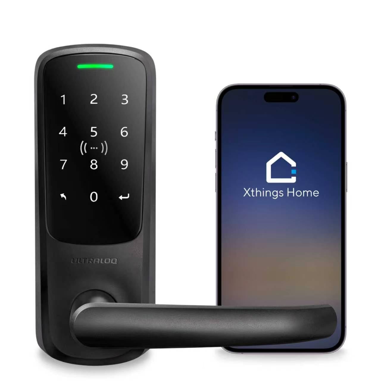ULTRALOQ Latch 5 Built-in WiFi Smart Lock with NFC, 5-in-1 Keyless Entry Door Lock with Touch Digital Keypad, Smart Handle Lock, App Control, Black