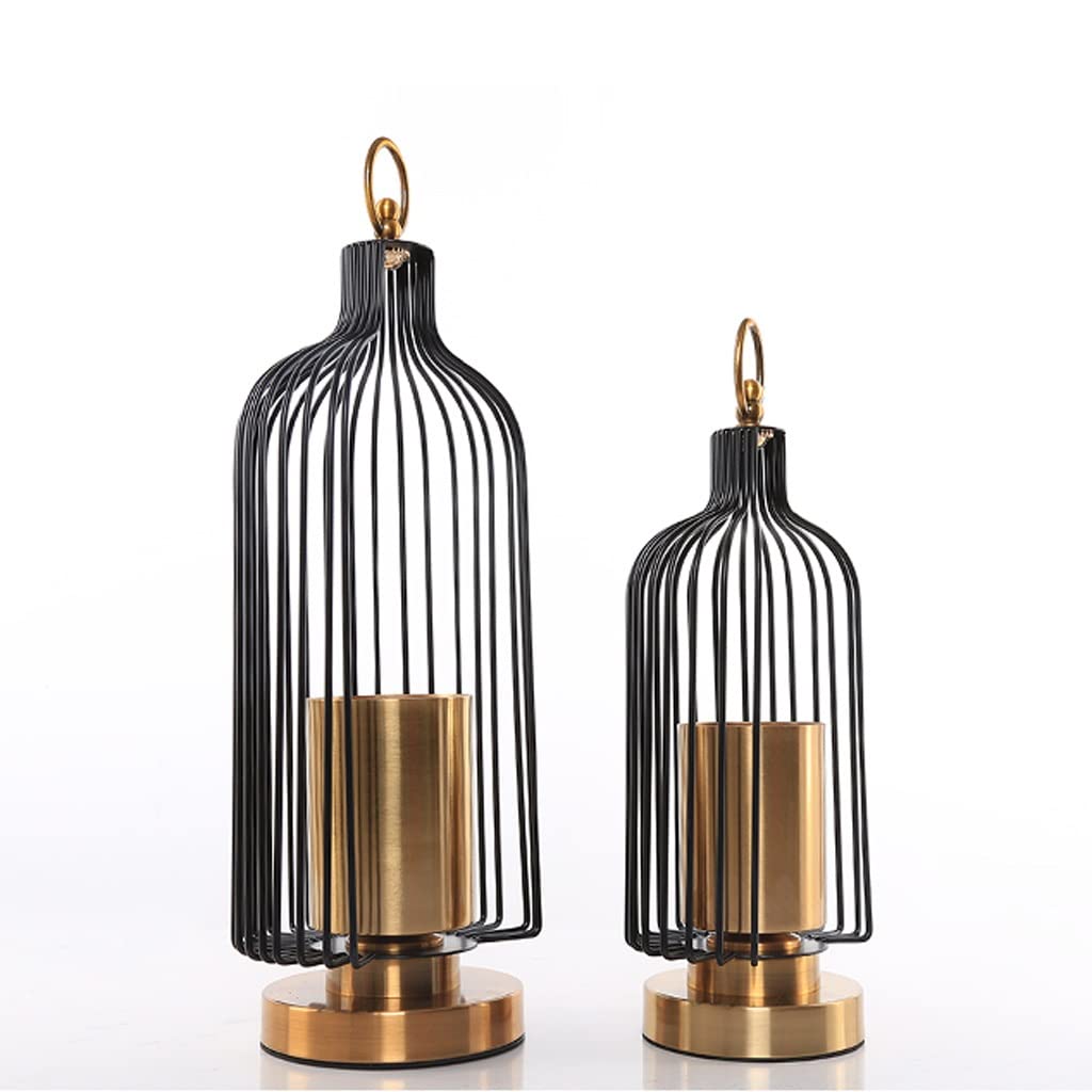 WAOCEO Candlestick Holders Creative Birdcage Candle Holder New Chinese Glass Candle Candle Holder Decoration Romantic Candle Light Dinner Props Candle Holders (Size : B)