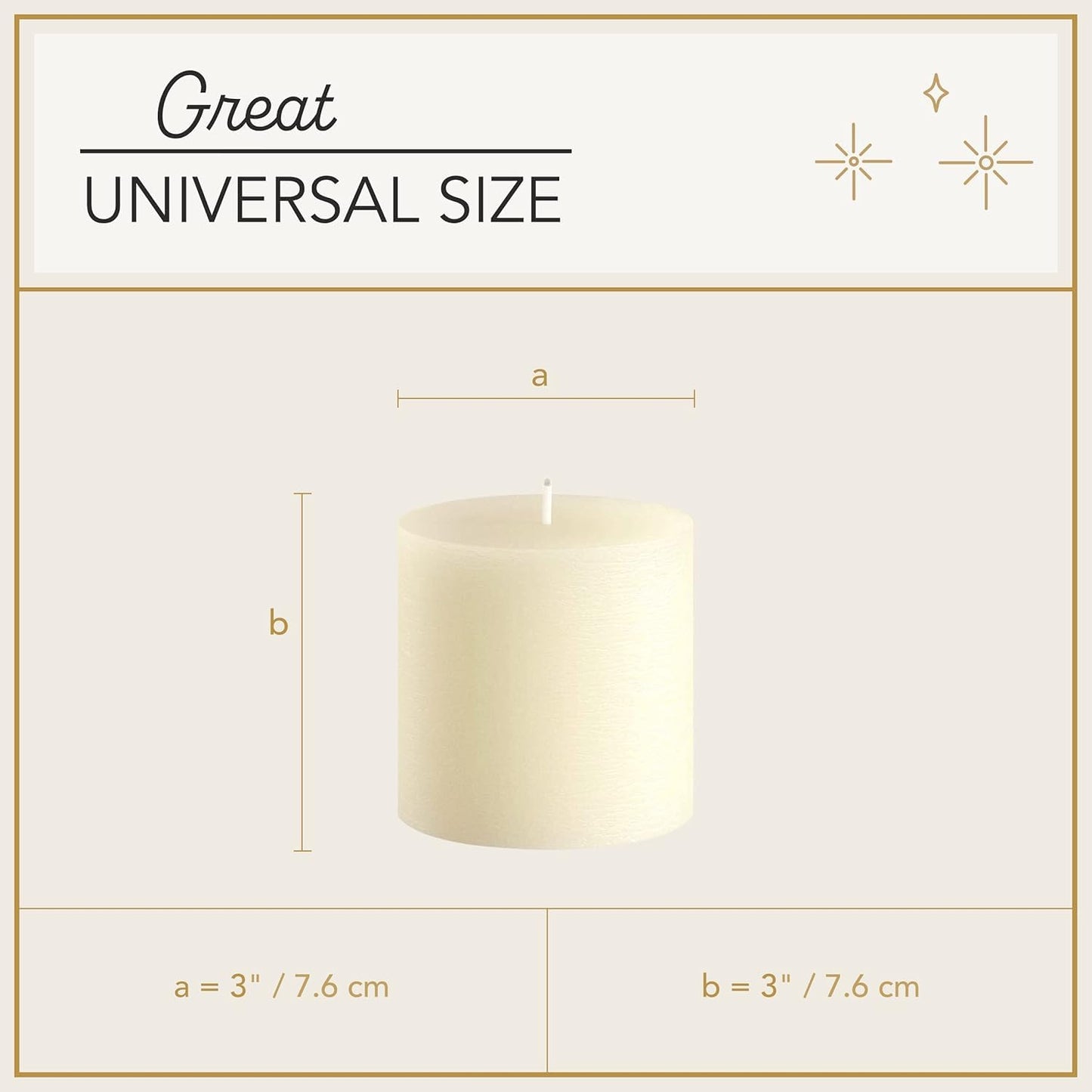 3 Pack Pillar Candles, Unscented Candles for Home, Church, Weddings Dinners and Home Decor, Dripless, Smokeless, and Clean-Burning (Ivory)