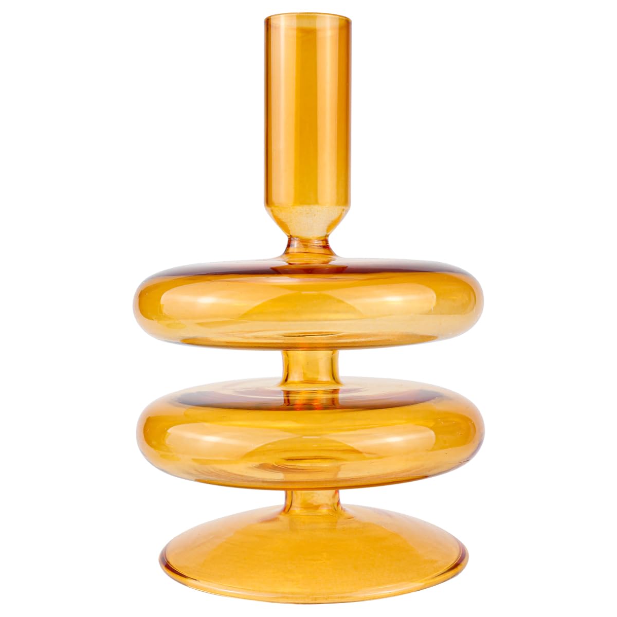 LNQ LUNIQI Clear Glass Taper Candle Holder Glass Pillar Candle Vase Decorative Glass Candlestick Holders for Dining Table Centerpieces Wedding Church（Orange）