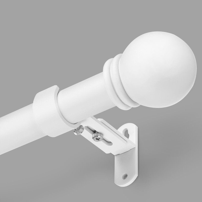 AMZSEVEN Curtain Rods for Windows 16 to 48 Inches, Curtain Rod Max Adjustable Length of 60 IN, 1" Diameter Drapery Rods Round Finials, White, Pack of 1