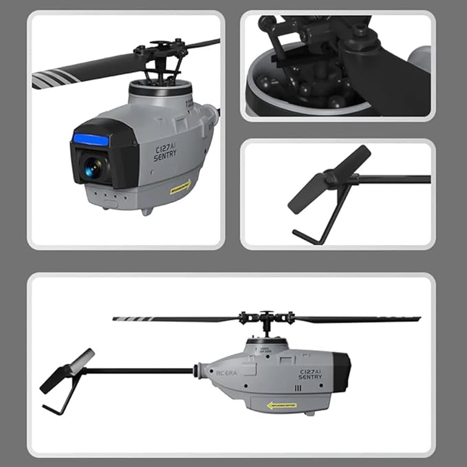 RC ERA C127AI RC Helicopter for Adults Black Hornet with 1080p HD Camera 4CH Brushless Motors Optical Flow Positioning Altitude Hold RTF Military Drone Aircraft