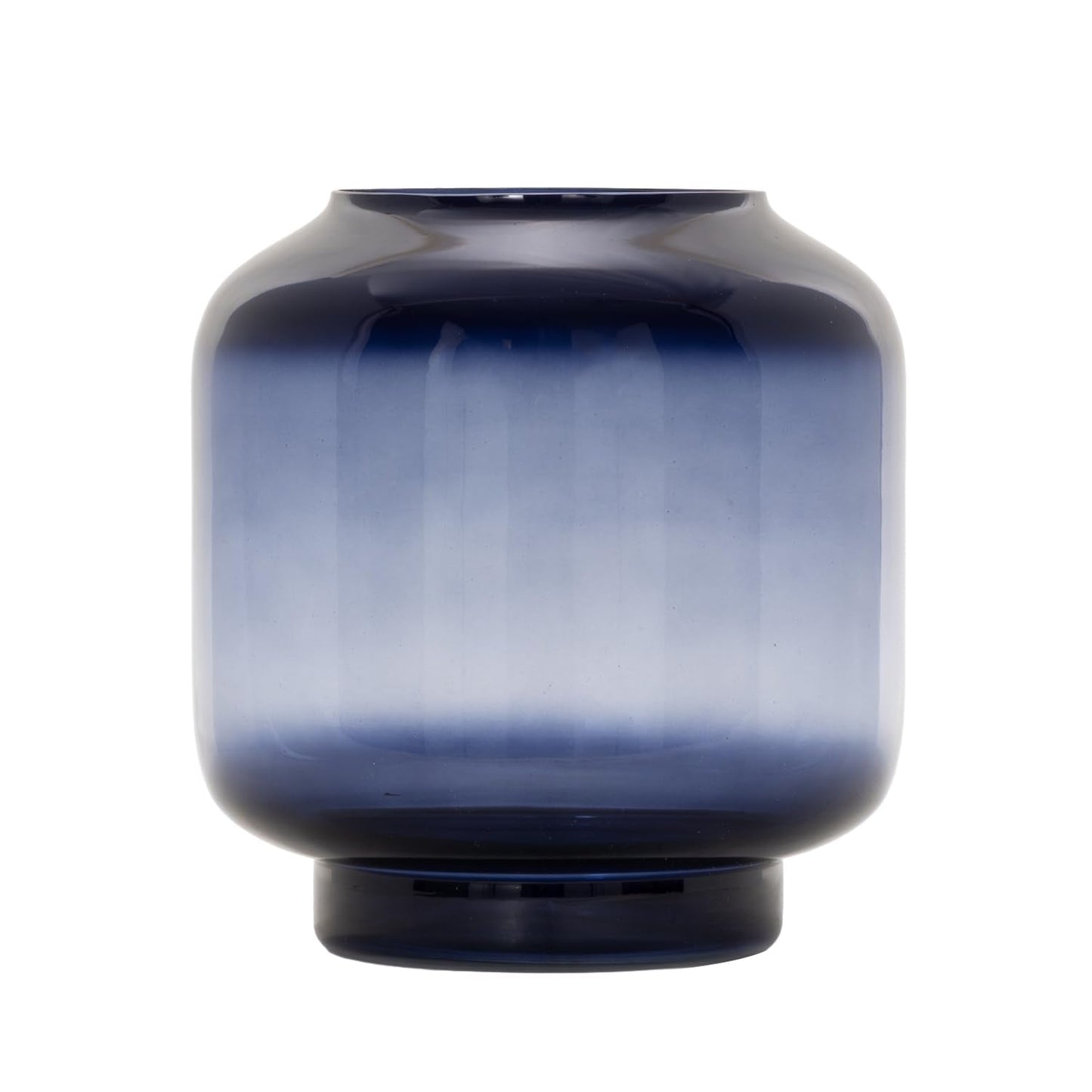 Deco 79 Glass Room Hurricane Lamp Tinted Wide Hurricane Candle Holder with Elevated Base, Table Centerpiece Lamp 7" x 7" x 8", Blue