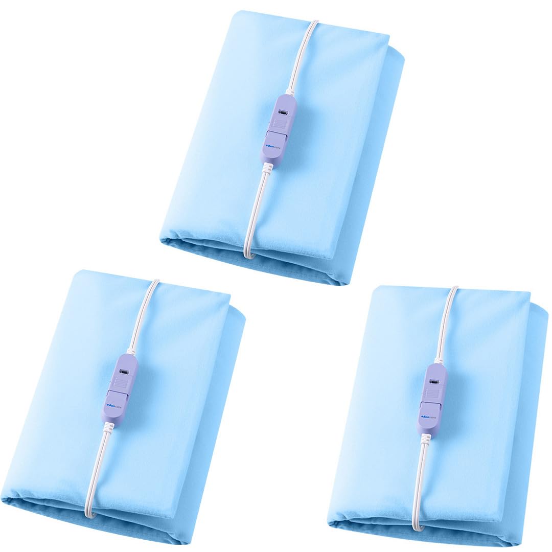 Boncare Stay On NO Auto-Off Hot Heating Pad for Cramps and Back Pain Relief Boncare Fomentera Electrica Lumbar Moist & Dry Heat Washable Cover (Sky Blue) (12"x15", 1.00, Count)