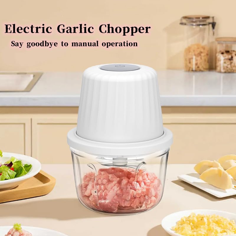 250ML Electric Garlic Chopper, Mini Portable Veggie Choppers, Garlic Grinder Masher Onion Chopper, Blender to Vegetable, Wireless Food Processor for Ginger, Chili, Fruit, Meat, etc