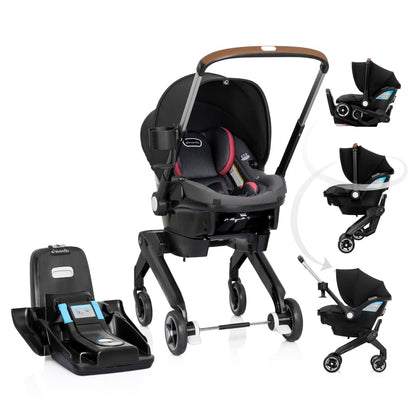 Evenflo Shyft DualRide Preemie and Infant Car Seat Stroller Combo 3-30lbs with Carryall Storage (Sylva Pink)