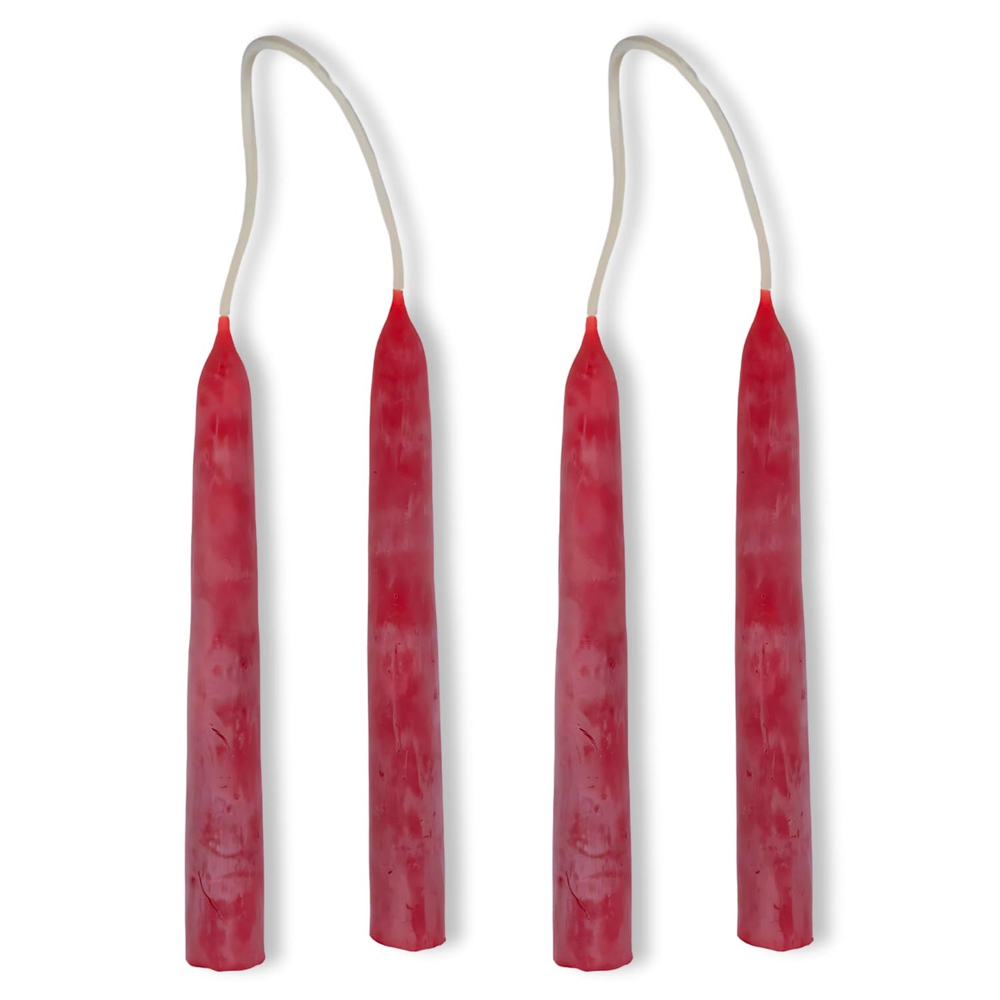 Candlestock Beeswax Taper Candles – 1/2" Diameter, Pure 100% Natural USA Beeswax, Cotton Wick, Dripless, Long-Burning, Handmade in Woodstock- 2 Pairs of Half Inch Tapers (Red, 4 Inch)