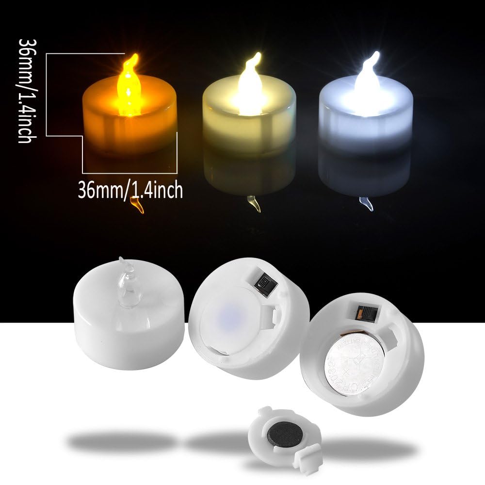 AGPTEK No Flicker Flameless LED Tealights Candles Battery-Operated Long Lasting Tealights for Wedding Holiday Party Home Decoration 24pcs (Warm White)