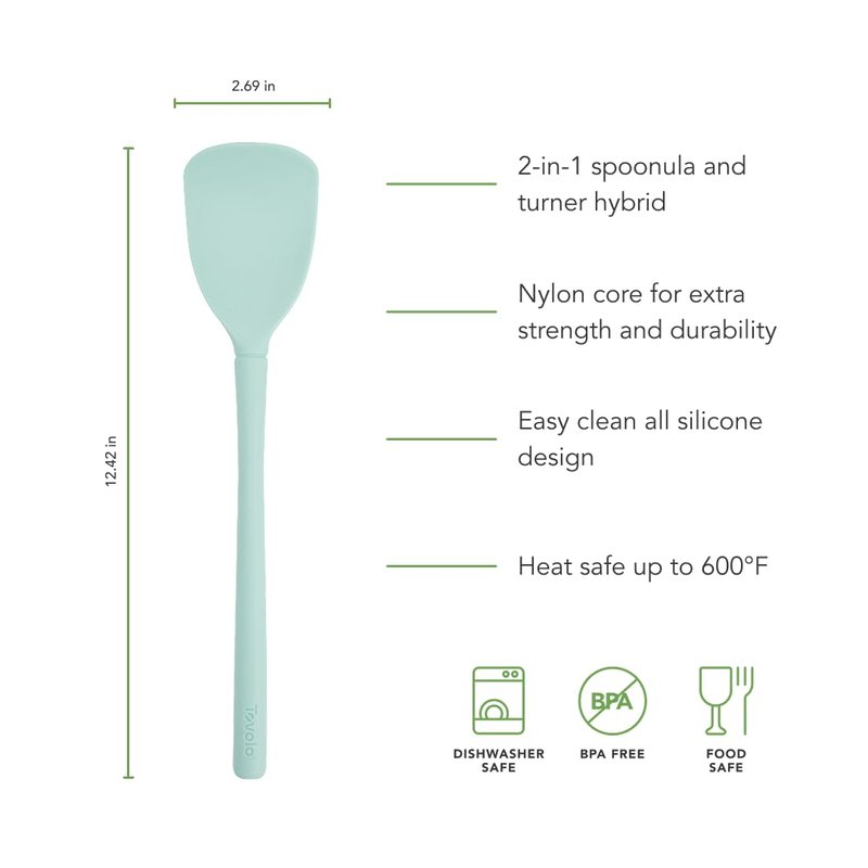 Tovolo Flex Core Scoopula Silicone Multifunction Spoon Spatula Combo Aqua Seafoam Green, BPA Free Spatula Spoon Silicone Heat Resistant Scoopula, Scoop and Serve Spatula Combo Kitchen Utensils