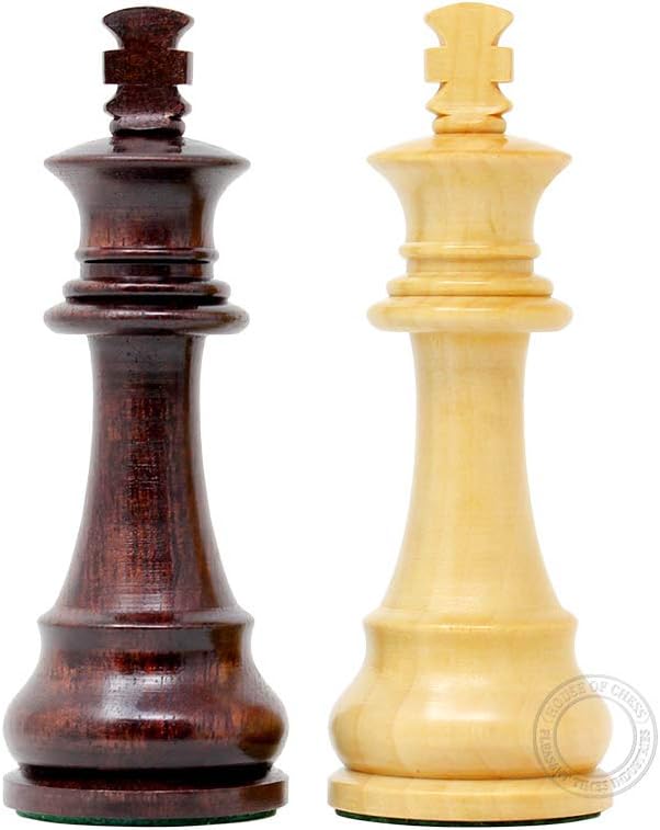 House of Chess - Tournament Chess Set Pieces - Unique Staunton Ringy Rosewood/Boxwood Chess Pieces - King Height: 3.75 (95 mm) - 2 Extra Queens - Weighted