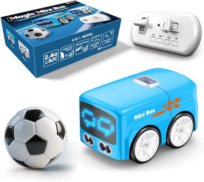 jaming RC Mini Bus2.4G Remote Control Car Vehicles City Buses Toy Classic Baby Vehicle Remote Control Car with LED Lights and Gesture Sensing Bus Toy Gift for Children Kids Boys Girls (Blue)