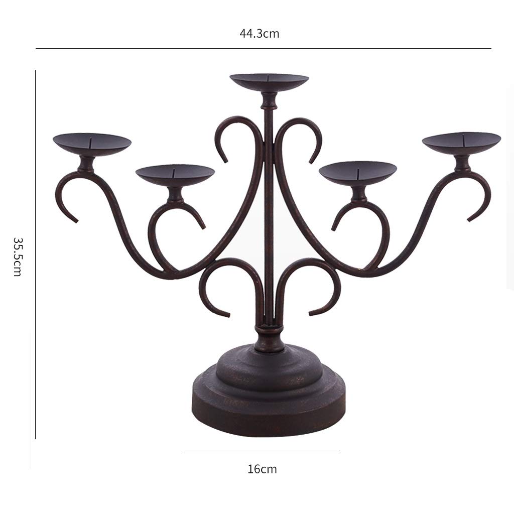 XILIN-1987 Candle Holderss Retro to Do The Old Wrought Iron Candle Holders Decorated Living Room Desktop Decoration 5 Arm Candle Holders Decorative Candlestick