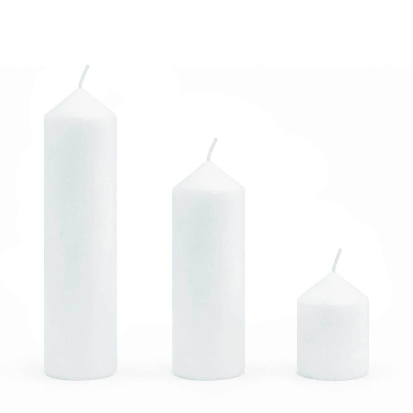 HTTBEIZI Pillar Candles Bulk Set - Unscented, Smokeless, Dripless | 3 Sizes (1 Each): 2x3, 2x6, 2x8 Inches | Ideal for Weddings, Christmas & Home Decor (3, White)