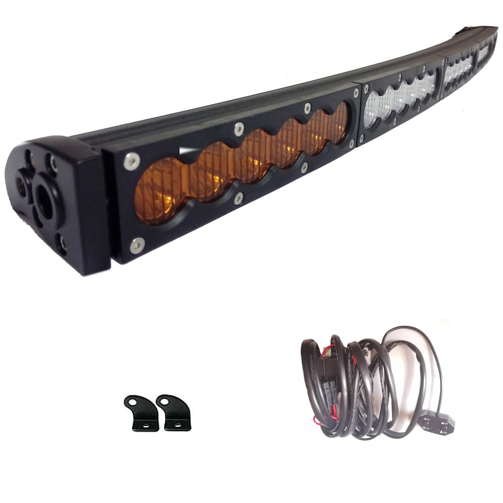 AngelMa 44'' Dual Color Amber/White LED Light Bar Offroad stroboflash 210WOff Road for Car Boat UTV 4WD 4X4 Truck Tractor Raptor Off-Road Bumper Light Wiring Harness 3 Years Warranty