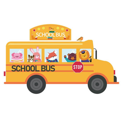 PLIGREAT Cute Cartoon Animals School Bus Wall Stickers Removable Vinyl Peel and Stick Wall Decals for Nursery Playroom Dining Living Room Bedroom Wall Decoration Home Indoor DIY Wall Art Decor