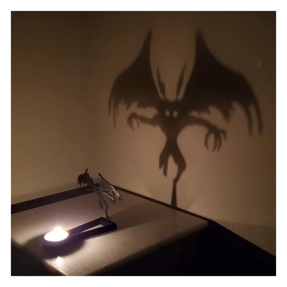vrsquer Halloween Funny Shadow Stand Candle Holder Table Décor Candle Jars with Witch Skeleton Bat Monster Wolf Cat Pumpkin Table Centerpieces 1pc (color9)