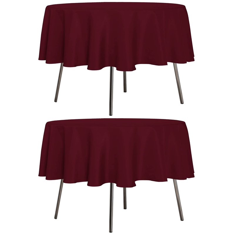 sancua 2 Pack Round Tablecloth 60 Inch Burgundy, Stain and Wrinkle Resistant Table Cloth - Washable Polyester Table Cover for Dining Tables, Buffet Parties and Camping
