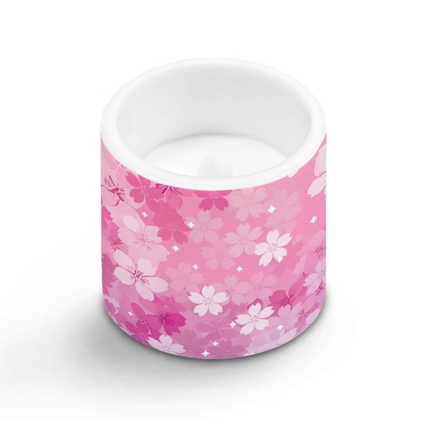 Cozeyat Pink Blossom Flameless Candles 4 Pack Battery Operated with Remote Control Timer LED Pillar Candles Waterproof for Indoor Outdoor