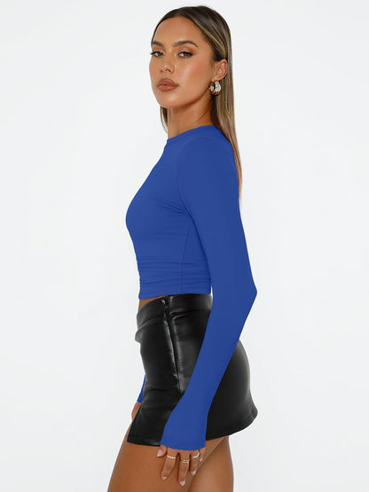 AUTOMET Womens Long Sleeve Shirts Basic Compression Going Out Crop Tops Fall Fashion Y2K Clothes 2025