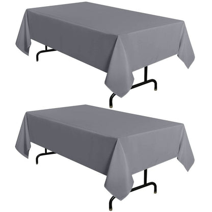 sancua 2 Pack Light Grey Tablecloth 60 x 120 Inch, Rectangle 8 Feet Table Cloth - Stain and Wrinkle Resistant Washable Polyester Table Cover for Dining Tables, Buffet Parties and Camping